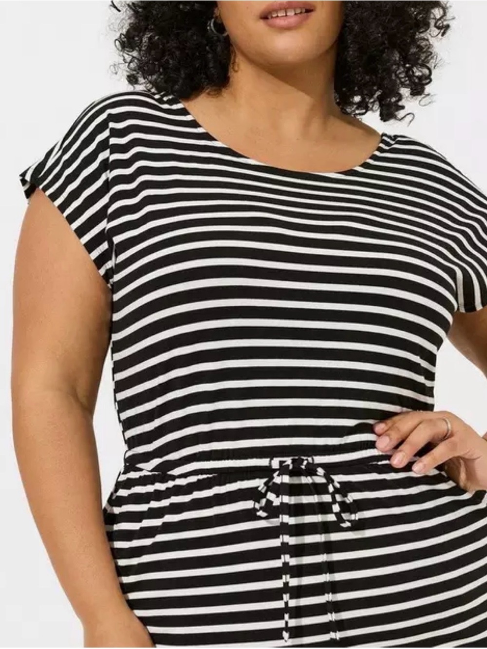 Torrid Goth Black & White Striped Sleeveless Dress Pockets NWT size - Picture 2 of 16